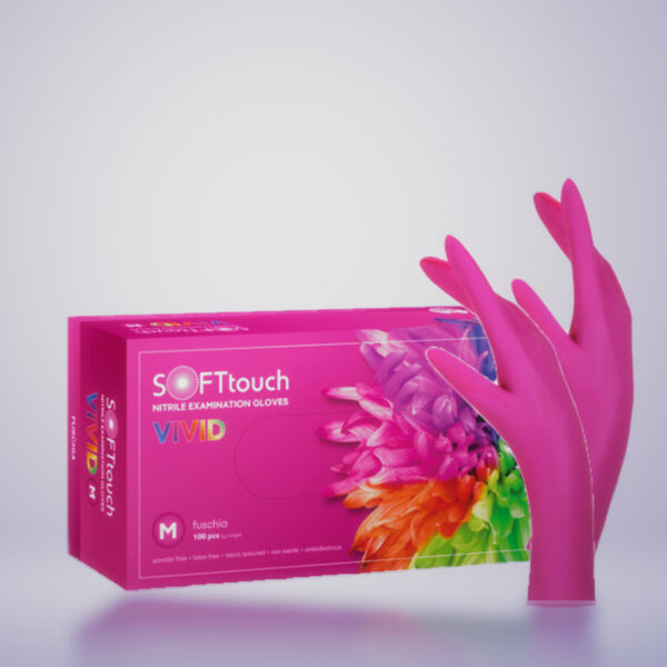 γάντια νιτριλίου vivid μιας χρήσης φούξια