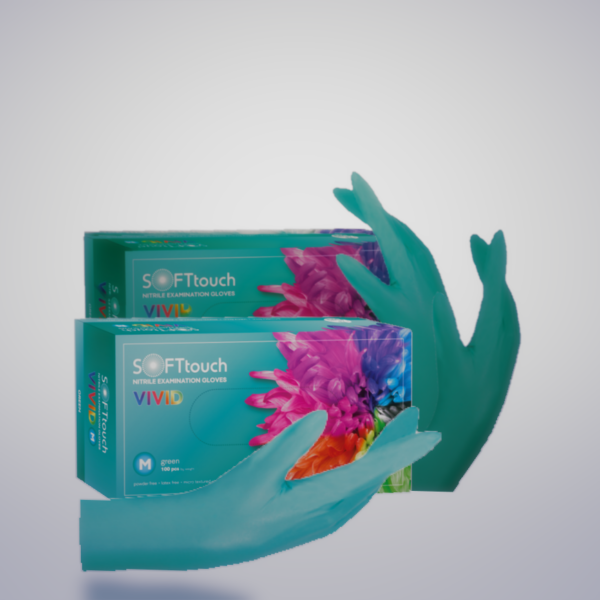 γάντια νιτριλίου vivid μιας χρήσης πράσινα
