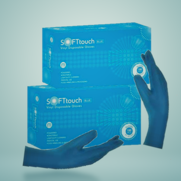 γάντια βινυλίου με πούδρα soft touch μπλε